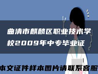 曲清市麒麟区职业技术学校2009年中专毕业证缩略图