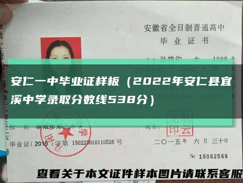 安仁一中毕业证样板（2022年安仁县宜溪中学录取分数线538分）缩略图