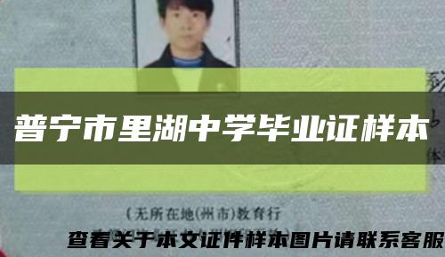 普宁市里湖中学毕业证样本缩略图