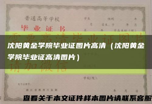 沈阳黄金学院毕业证图片高清（沈阳黄金学院毕业证高清图片）缩略图