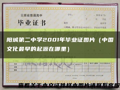 阳城第二中学2001年毕业证图片（中国文化最早的起源在哪里）缩略图