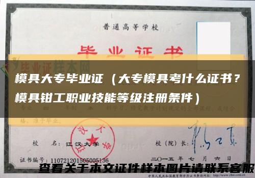 模具大专毕业证（大专模具考什么证书？模具钳工职业技能等级注册条件）缩略图