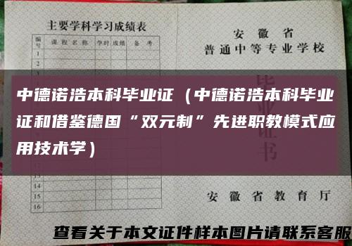 中德诺浩本科毕业证（中德诺浩本科毕业证和借鉴德国“双元制”先进职教模式应用技术学）缩略图
