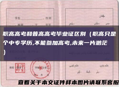 职高高考和普高高考毕业证区别（职高只是个中专学历,不能参加高考,未来一片渺茫）缩略图