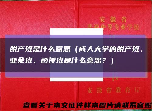 脱产班是什么意思（成人大学的脱产班、业余班、函授班是什么意思？）缩略图