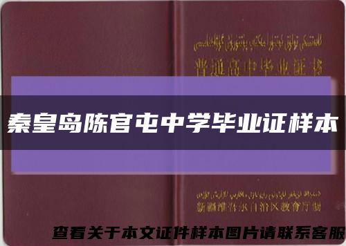 秦皇岛陈官屯中学毕业证样本缩略图