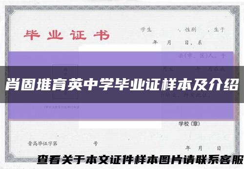 肖固堆育英中学毕业证样本及介绍缩略图