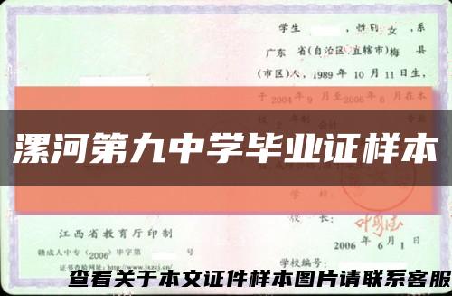 漯河第九中学毕业证样本缩略图