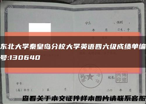 东北大学秦皇岛分校大学英语四六级成绩单编号:130640缩略图