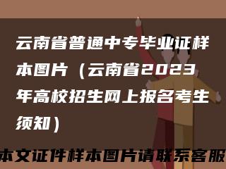 云南省普通中专毕业证样本图片（云南省2023年高校招生网上报名考生须知）缩略图