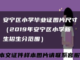 安宁区小学毕业证图片尺寸（2019年安宁区小学新生招生分范围）缩略图