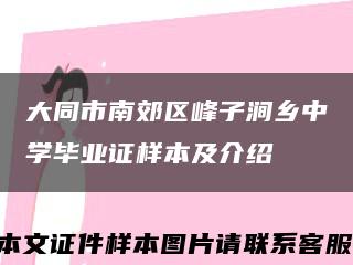 大同市南郊区峰子涧乡中学毕业证样本及介绍缩略图