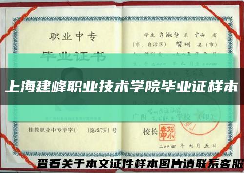 上海建峰职业技术学院毕业证样本缩略图
