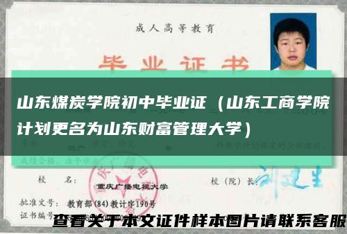 山东煤炭学院初中毕业证（山东工商学院计划更名为山东财富管理大学）缩略图