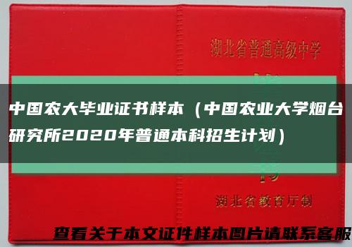 中国农大毕业证书样本（中国农业大学烟台研究所2020年普通本科招生计划）缩略图