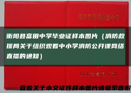 衡阳县富田中学毕业证样本图片（消防救援局关于组织观看中小学消防公开课网络直播的通知）缩略图