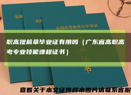 职高提前拿毕业证有用吗（广东省高职高考专业技能课程证书）缩略图
