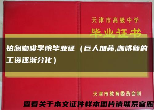 铂澜咖啡学院毕业证（巨人加薪,咖啡师的工资逐渐分化）缩略图