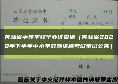 吉林省中等学校毕业证查询（吉林省2020年下半年中小学教师资格考试笔试公告）缩略图
