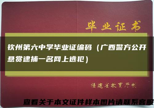 钦州第六中学毕业证编码（广西警方公开悬赏逮捕一名网上逃犯）缩略图