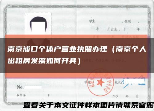 南京浦口个体户营业执照办理（南京个人出租房发票如何开具）缩略图