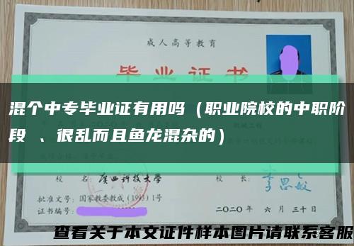 混个中专毕业证有用吗（职业院校的中职阶段 、很乱而且鱼龙混杂的）缩略图