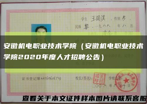 安徽机电职业技术学院（安徽机电职业技术学院2020年度人才招聘公告）缩略图