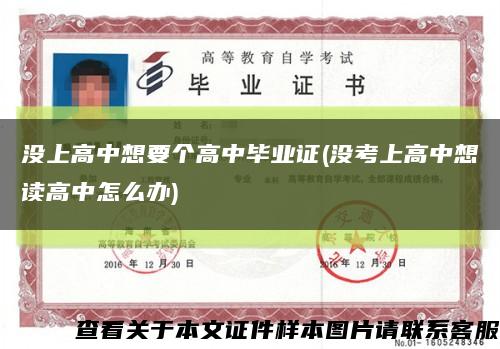 没上高中想要个高中毕业证(没考上高中想读高中怎么办)缩略图