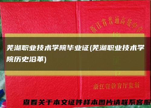 芜湖职业技术学院毕业证(芜湖职业技术学院历史沿革)缩略图