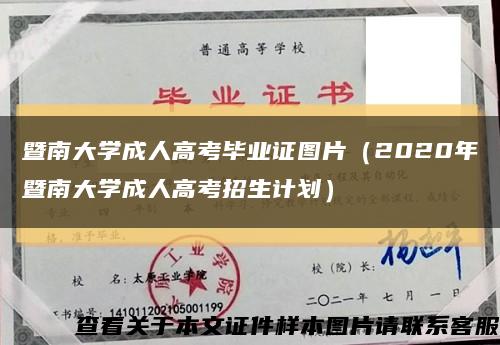 暨南大学成人高考毕业证图片（2020年暨南大学成人高考招生计划）缩略图