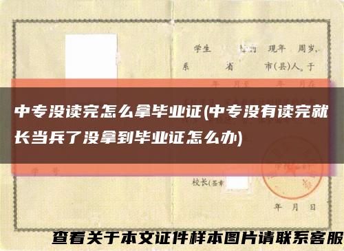 中专没读完怎么拿毕业证(中专没有读完就长当兵了没拿到毕业证怎么办)缩略图