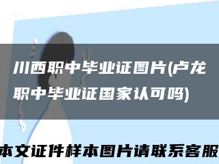 川西职中毕业证图片(卢龙职中毕业证国家认可吗)缩略图