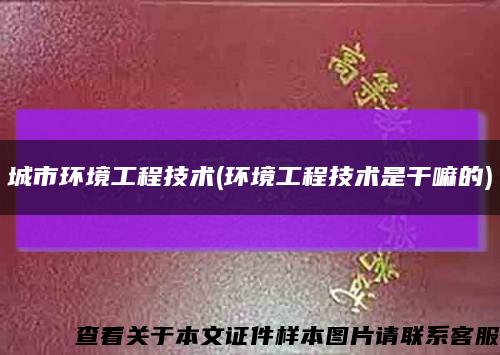 城市环境工程技术(环境工程技术是干嘛的)缩略图