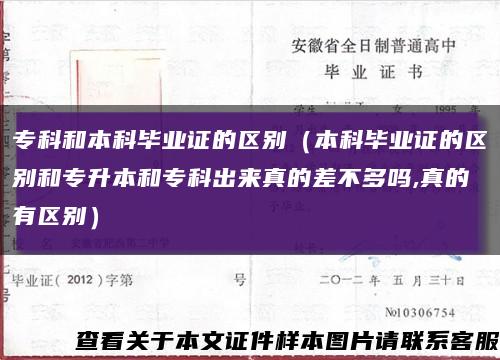 专科和本科毕业证的区别（本科毕业证的区别和专升本和专科出来真的差不多吗,真的有区别）缩略图