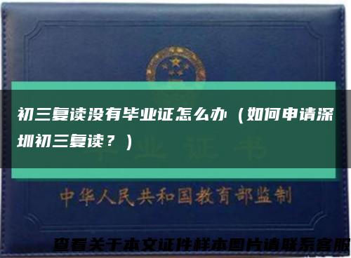 初三复读没有毕业证怎么办（如何申请深圳初三复读？）缩略图