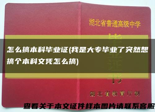 怎么搞本科毕业证(我是大专毕业了突然想搞个本科文凭怎么搞)缩略图