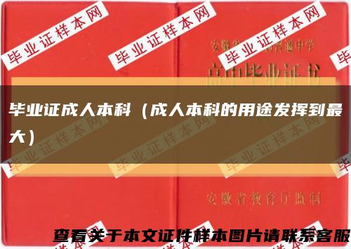 毕业证成人本科（成人本科的用途发挥到最大）缩略图