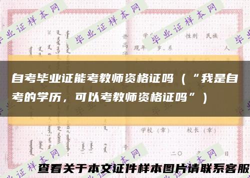 自考毕业证能考教师资格证吗（“我是自考的学历，可以考教师资格证吗”）缩略图