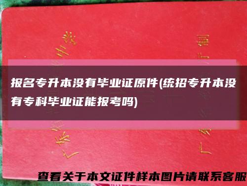 报名专升本没有毕业证原件(统招专升本没有专科毕业证能报考吗)缩略图