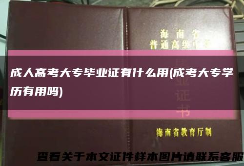 成人高考大专毕业证有什么用(成考大专学历有用吗)缩略图