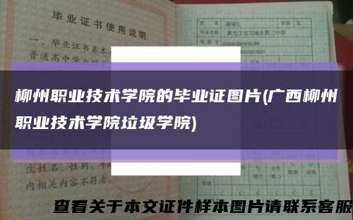 柳州职业技术学院的毕业证图片(广西柳州职业技术学院垃圾学院)缩略图