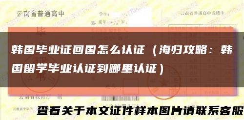 韩国毕业证回国怎么认证（海归攻略：韩国留学毕业认证到哪里认证）缩略图