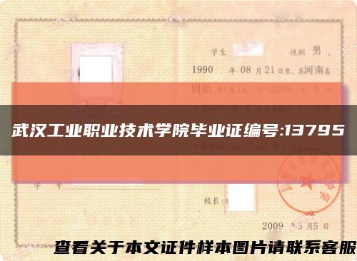 武汉工业职业技术学院毕业证编号:13795缩略图