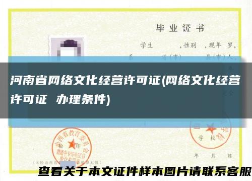 河南省网络文化经营许可证(网络文化经营许可证 办理条件)缩略图