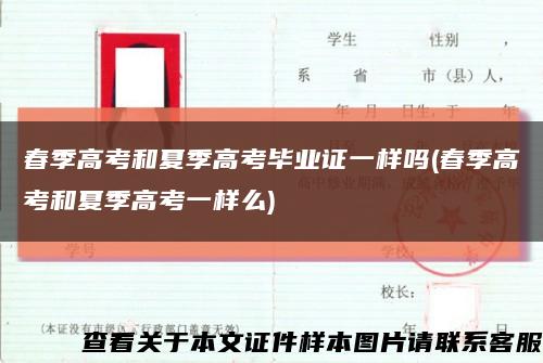 春季高考和夏季高考毕业证一样吗(春季高考和夏季高考一样么)缩略图