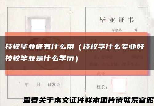 技校毕业证有什么用（技校学什么专业好 技校毕业是什么学历）缩略图