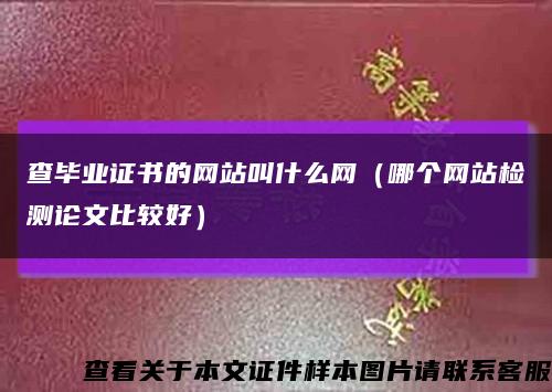 查毕业证书的网站叫什么网（哪个网站检测论文比较好）缩略图