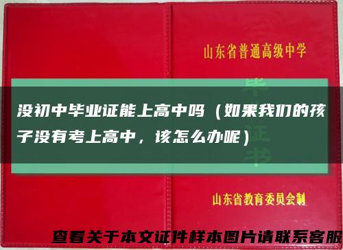 没初中毕业证能上高中吗（如果我们的孩子没有考上高中，该怎么办呢）缩略图