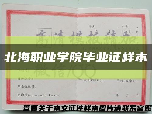 北海职业学院毕业证样本缩略图