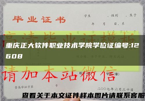 重庆正大软件职业技术学院学位证编号:12608缩略图